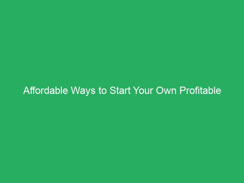 Affordable Ways to Start Your Own Profitable Business
